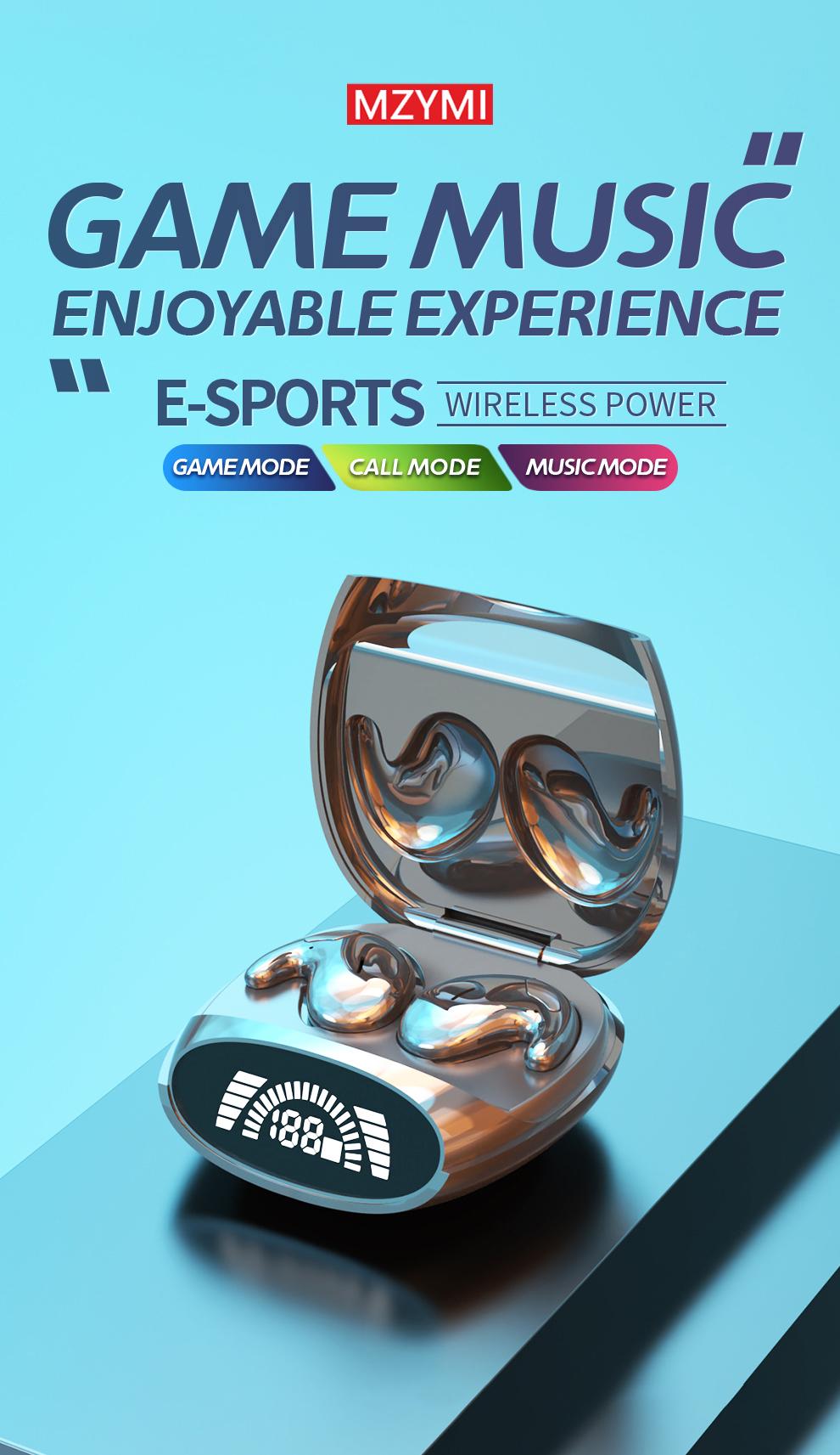 MZYMI MD528 Wireless Sleep Headphones 9D Sound Quality Noise Reduction HiFi Audio LED Digital Charging Silicone Earbuds with Mic for Sports