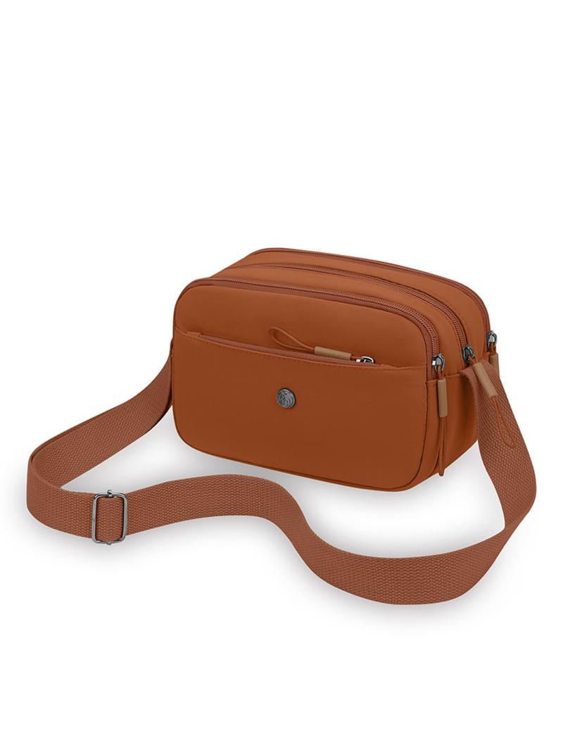 Women's Multifunctional Small Square Bag, Casual Multi-Layer Adjustable Crossbody Shoulder Bag, Lightweight Nylon Commuter Crossbody Bag