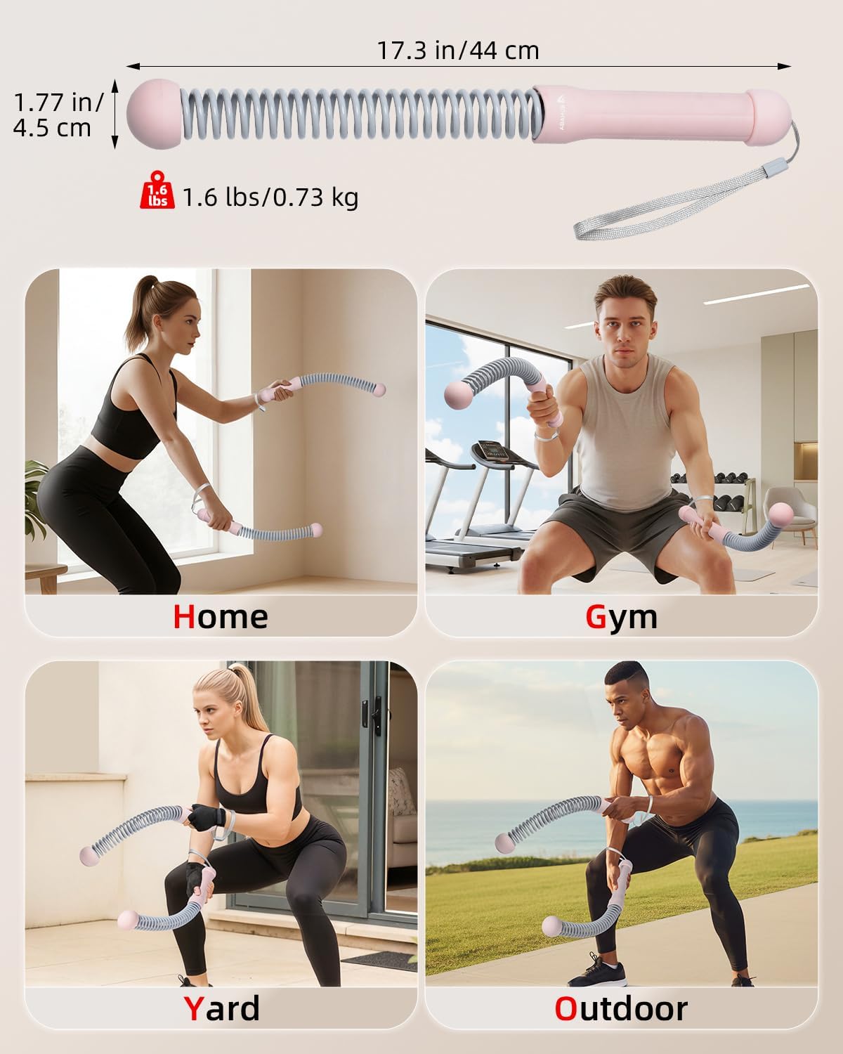 Abahub Portable Ropeless Battle Ropes, Adjustable Weights Cordless Battle Ropes for Home Gym with Storage Bag, Weighted Exercise Equipment for Low-Impact Workout, Strength & HIIT, for Men & Women