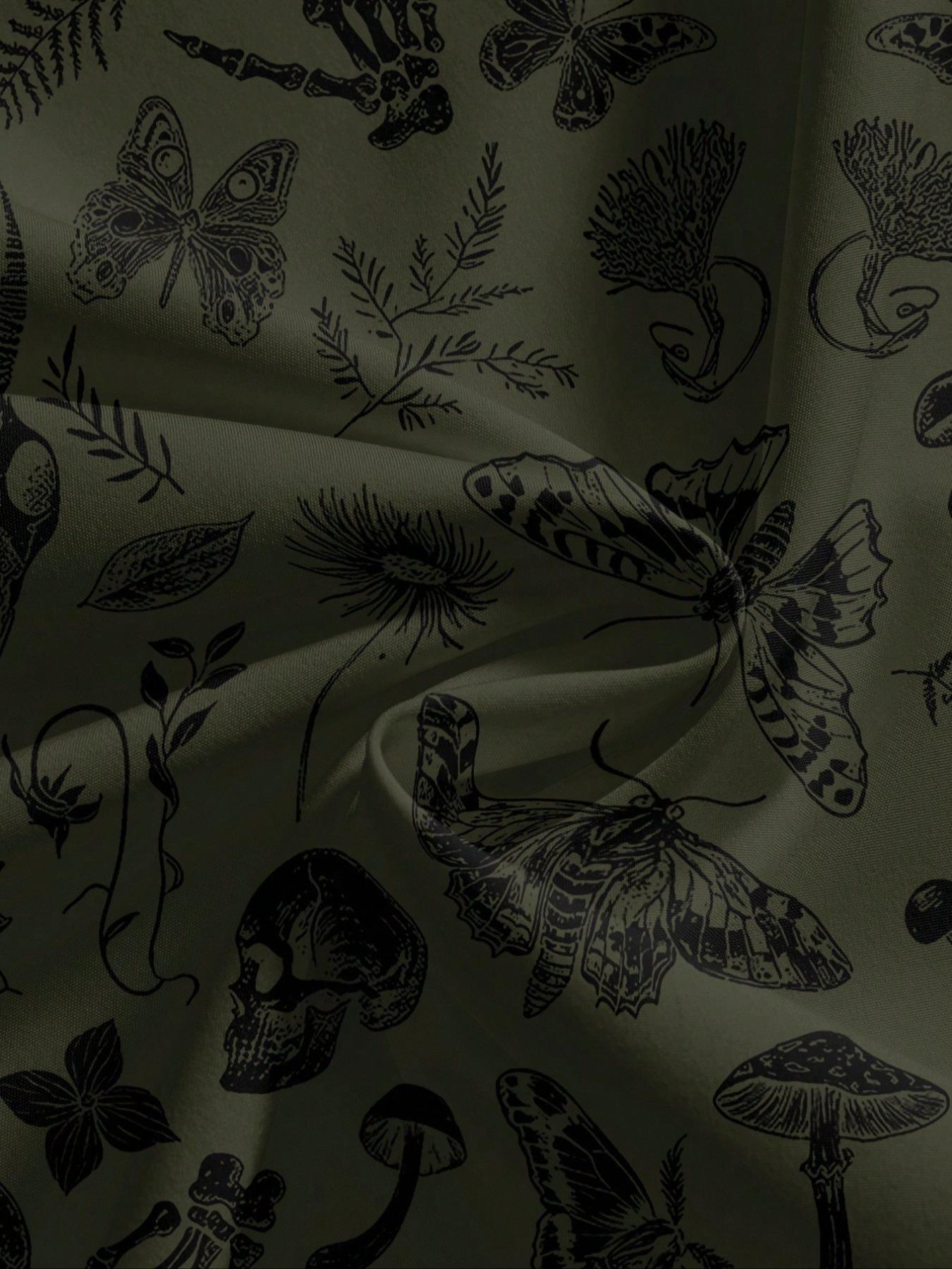 Gothic Plus Size Pants with Dark Moth, Skull, Snake and Insect Patterns, Fashionable Casual Trousers for Women