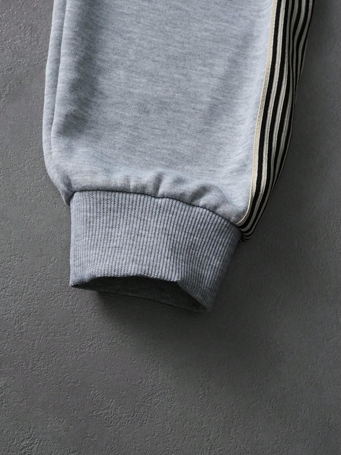 Men's Loose Hoodie and Wide Leg Jogger Set, Leopard Print Embroidery, Casual Comfortable Fit, Spring & Fall Home Wear