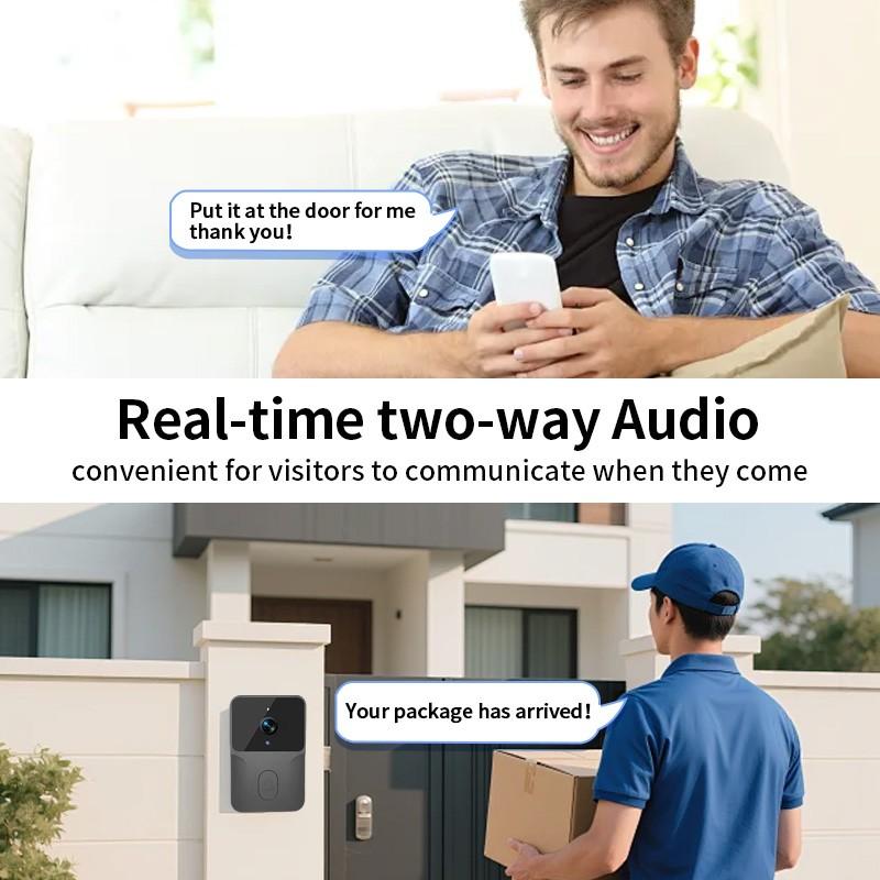 Mini 2.4g WiFi Doorbell with Camera, Smart Home Security Camera, Two-Way Voice, Remote Viewing, Night Vision, Rechargeable Battery