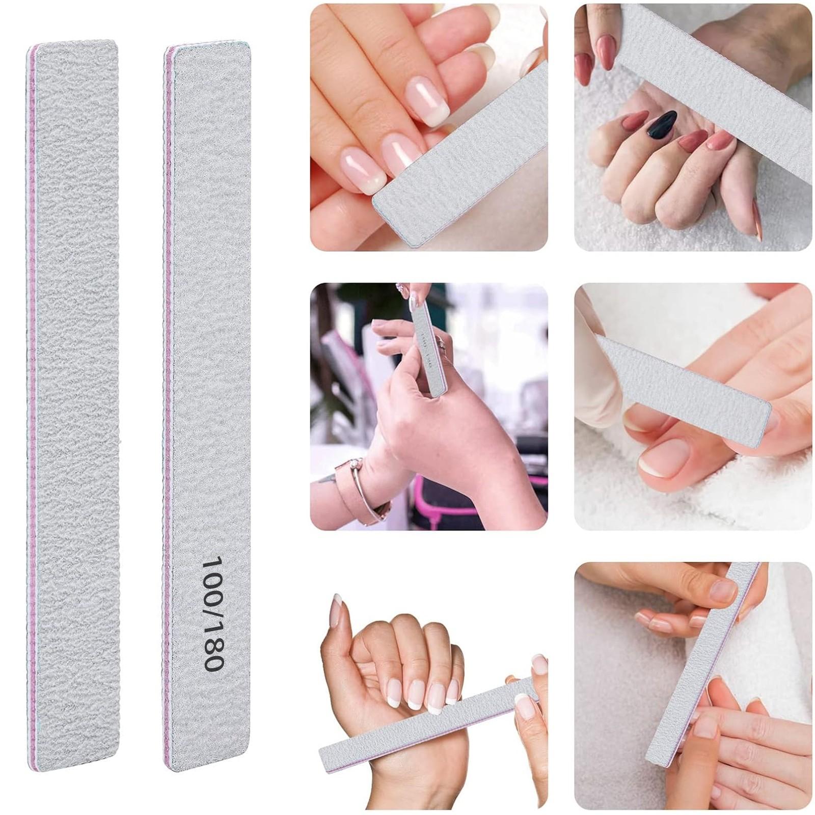 Square double-sided sandpaper nail file, professional manicure polishing tool, 100/180 grit difference design for double-sided use, suitable for gel nail polish, portable shaping tool, double-sided polishing function, manicure salon dedicated care tool
