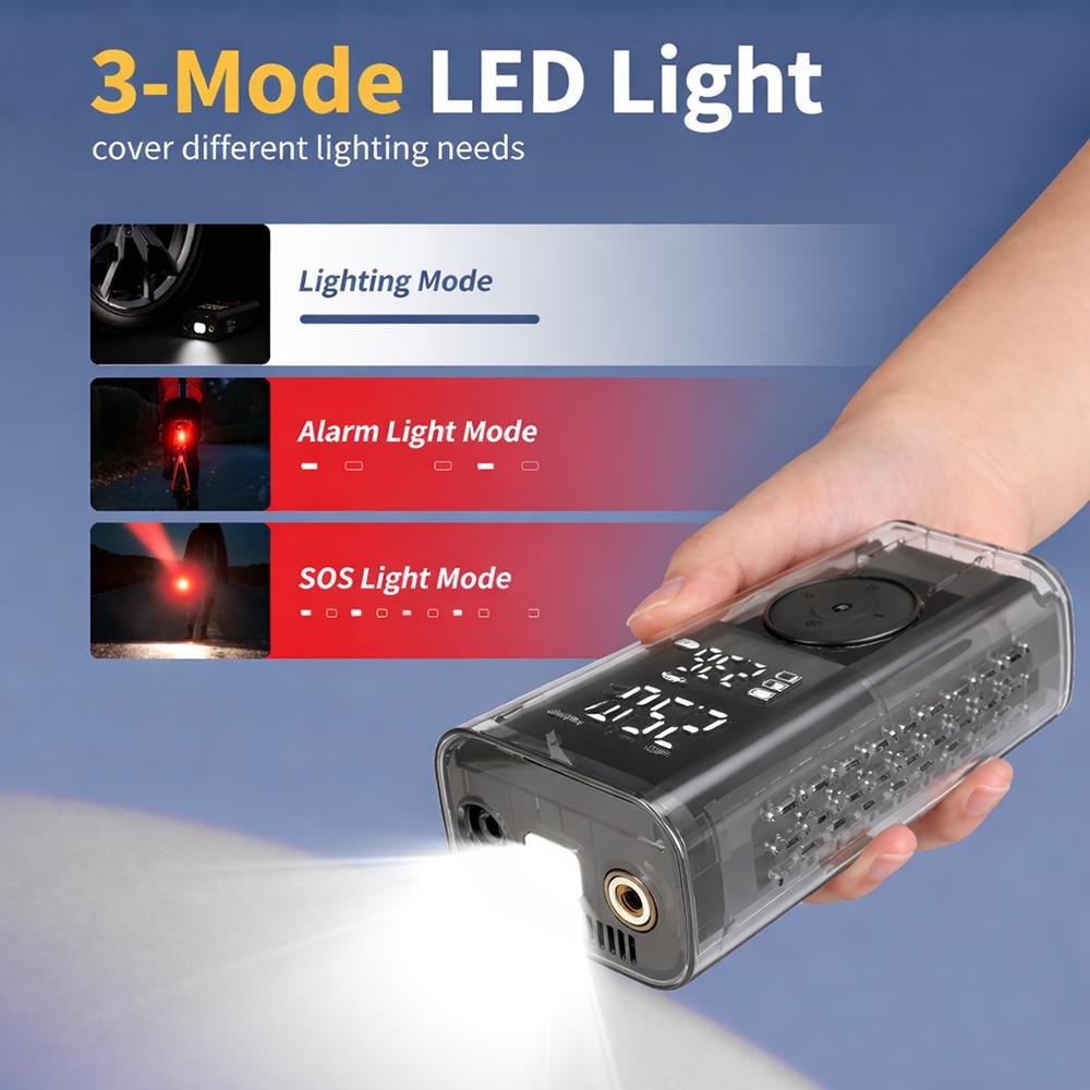 Portable Wireless Car Air Pump Never Stranded Again! 150PSI Fast Tire Inflator + Reverse Charger + LED Flashlight – All in One!