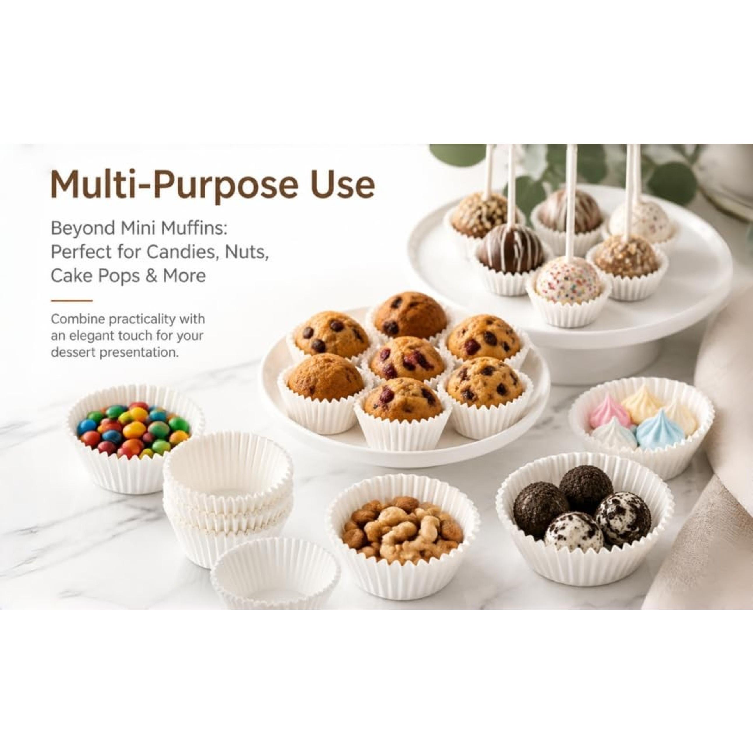 200 Count Non-stick White Cupcake Liners, Food-grade Parchment Muffin Liners, Greaseproof Baking Cups for Cupcakes, Muffins and Nuts
