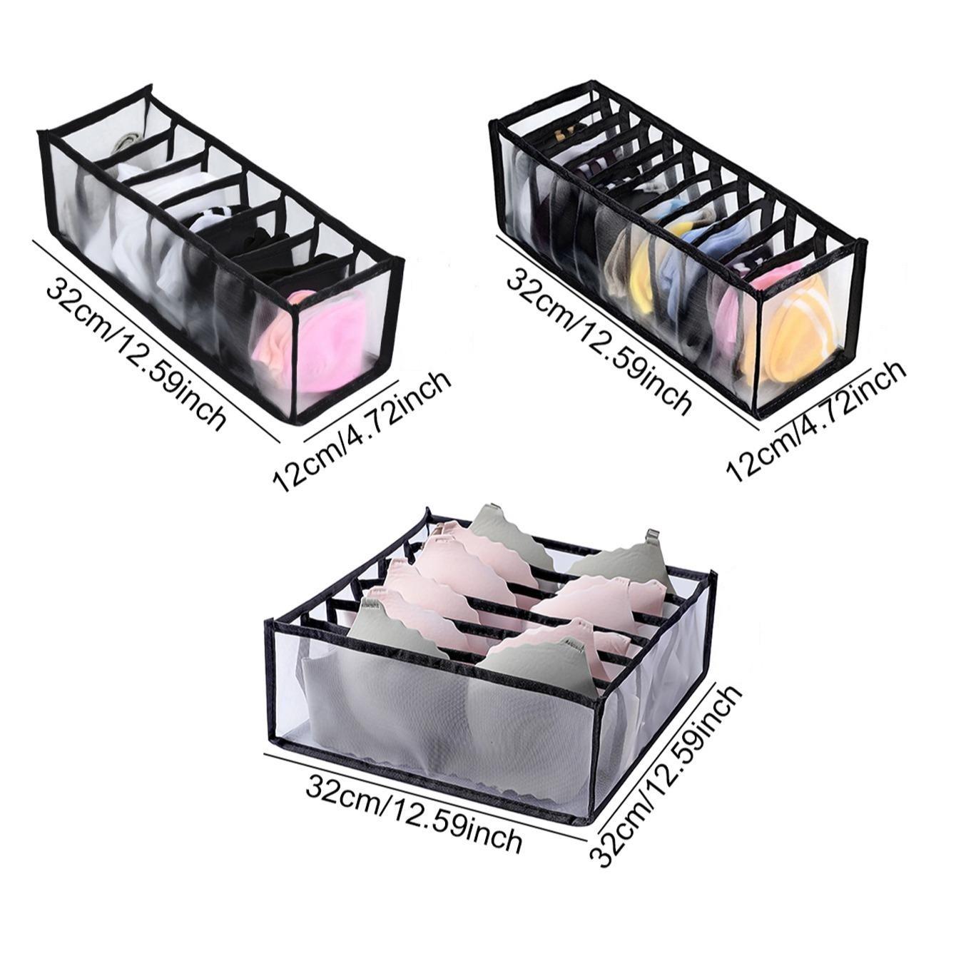 1Pc Foldable Grid Drawer Storage Box-multifunctional Breathable Underwear and Socks Storage Box, Multi-compartment Design, Space-saving Wardrobe Finishing Artifact, Ladies Fashion Accessories Clothing Storage Box