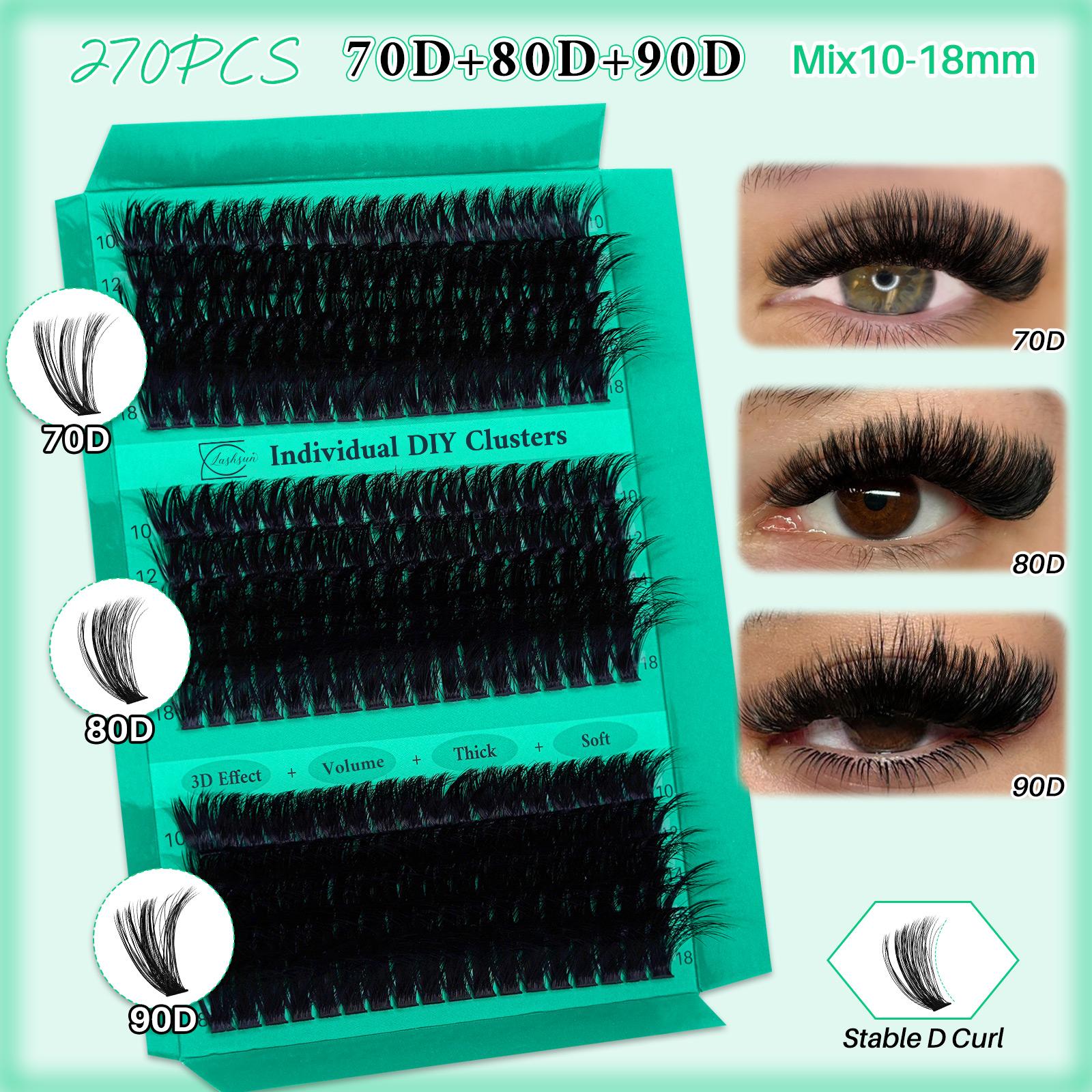 970pcs Lash Clusters Kit D Curl 9 Styles Mix10-18mm Lash Cluster with Bond&Seal, Remover, Applicator, Shampoo & Brush for Beginners, Easy Apply Daily, Diy Eyelash Extensions Individual Eyelash Kit