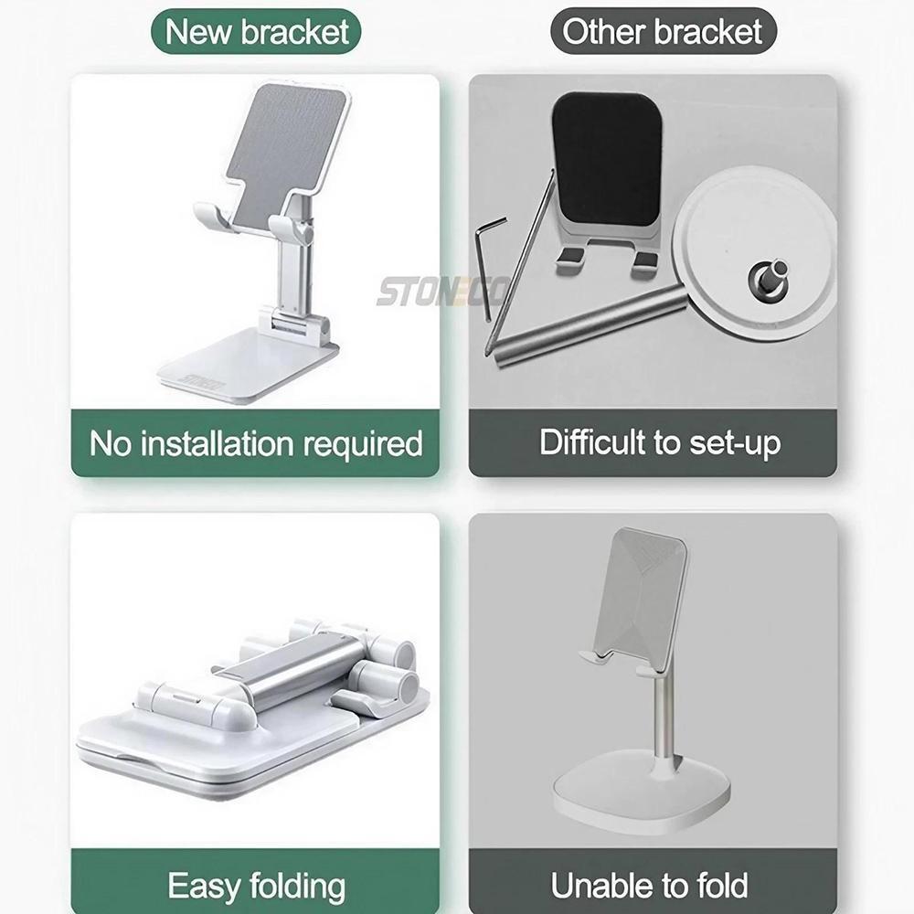 Adjustable Phone Tablet Mount Stand for Desk & Bed, Foldable Multi-Angle Holder with Stable Support for Viewing, Reading, Working. Portable & Space-Saving, Fits Various Devices, Ideal for Home & Office Use