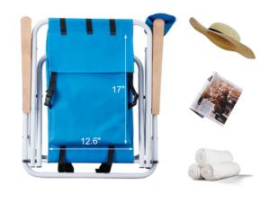 Folding Beach Chair Adjustable Headrest w/4 Flexible Tilt Angle, Cup Holder Portable High Strength Cleanable Fabric, for Sand Camping Lawn Concert Travel Festival