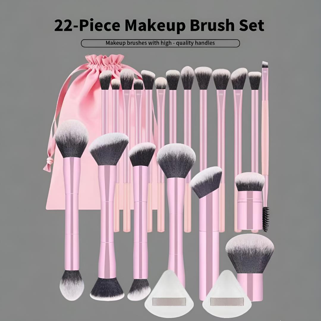 20-Piece Aluminum Makeup Brush Set with Foundation Brush, Powder Brush, Blush Brush, Eyeshadow Brush, Concealer Brush, Highlighter Brush, Makeup Brushes Set, Cosmetic Brushes