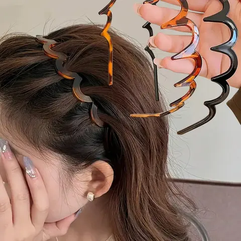 2pcs Elegant Leopard Print Big Wave Headbands, Fluffy Hair Scrunchies, Suitable For Daily Wear, Can Be Used As Face Mask, Headband, Hair Accessories Hairband
