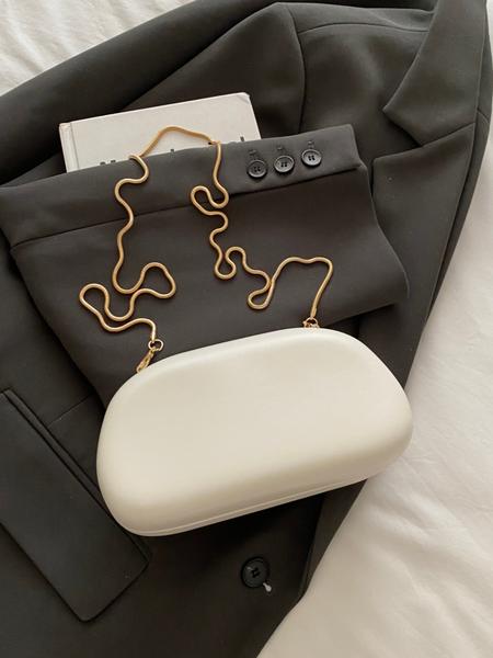 Elegant Women's Chain Shoulder Evening Bag, Fashion Handbag, Party Decoration Bag, Hard Shell Metal Clutch, Box Bag, All Seasons, Fashionable Unique Bags