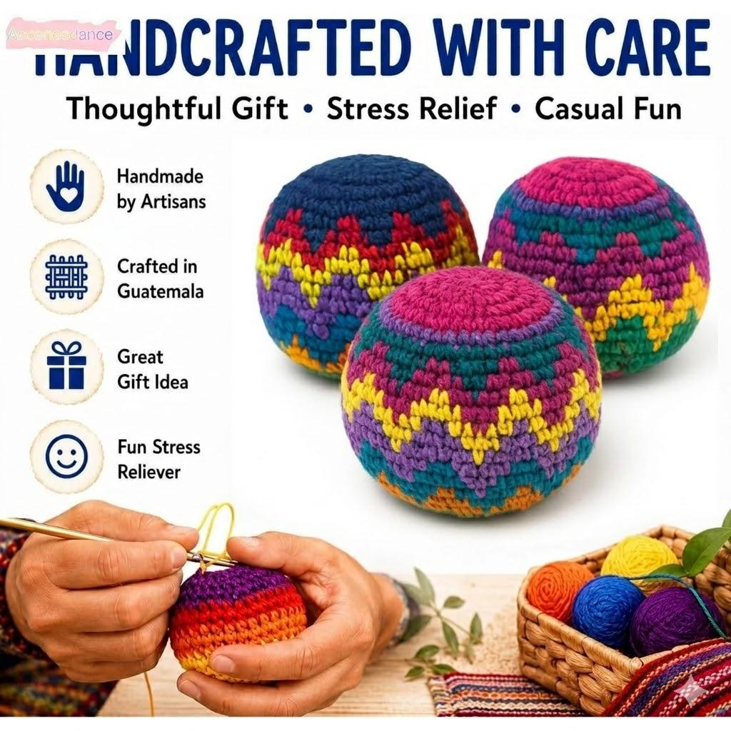 3PCS Handmade Crochet Hacky Sack Set, Boho Aesthetic Footbag Juggling Balls For Outdoor Play, Retro Summer Games For Kids Adults, Coordination Training Equipment For Backyard Party, Trendy Kick Sack Gift For Teens Girls Boys