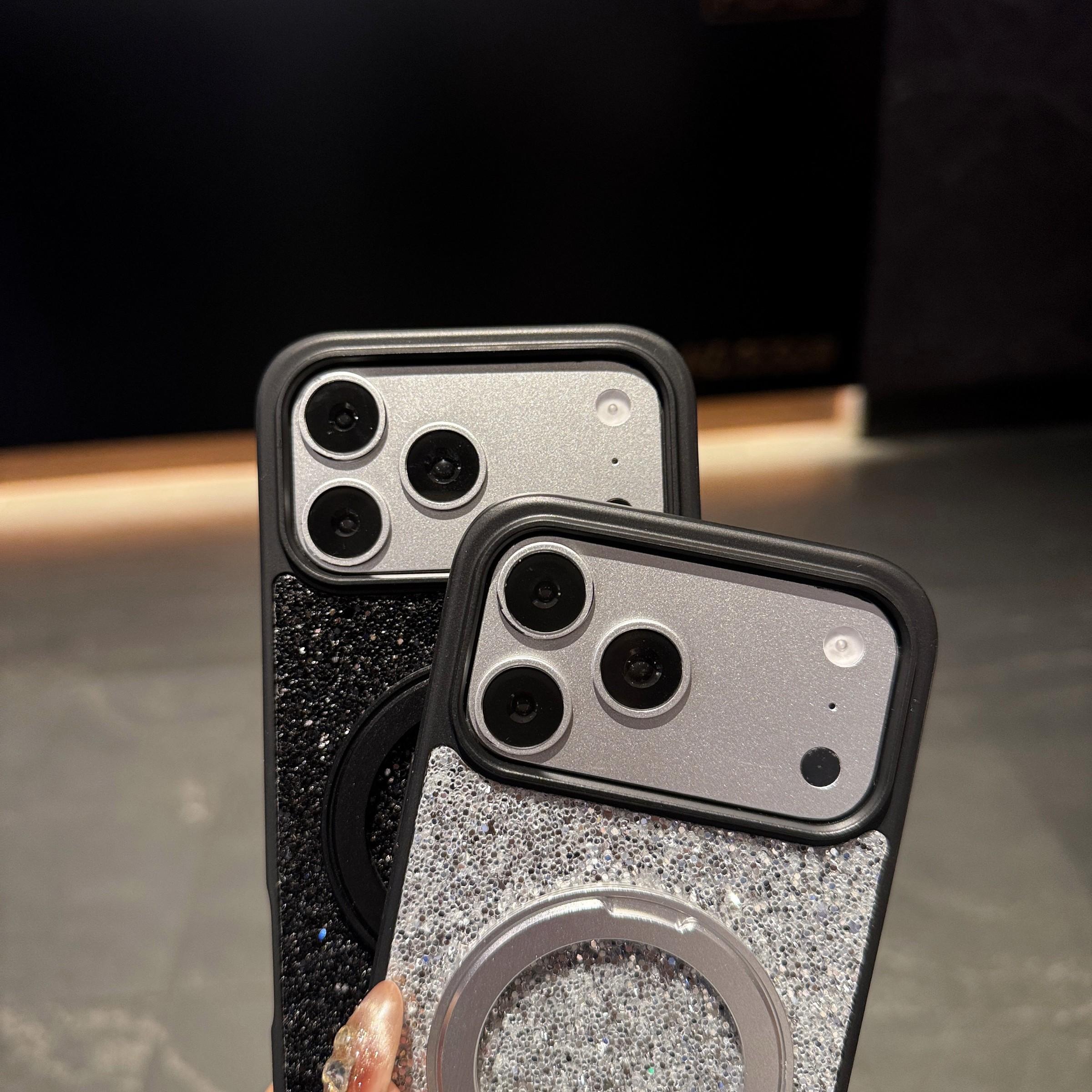 Women's Shell Compatible with iPhone 17/17 Pro/17 Pro Max, Glitter 360 Rotation Magnetic Stand, Apple Protective Case, iPhone Cover