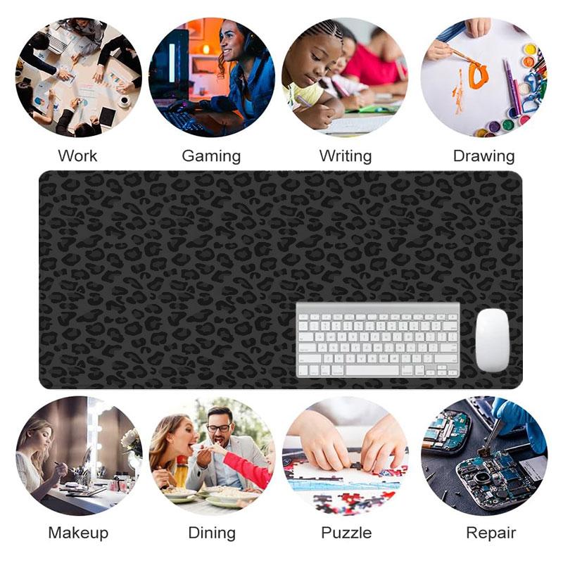 Extra Large Black Leopard Print Mouse Pad Stylish Gaming Mouse Pad 35x16 Inch Computer Keyboard Mousepad Suitable for Families, Offices and Schools. Perfect Gift for Family Members and Friends