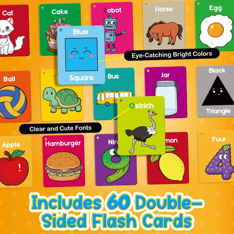 Torlam  FlashCards Learning Alphabet, Numbers, Shapes & Colors, Animals, Body Parts, Foods educational toys