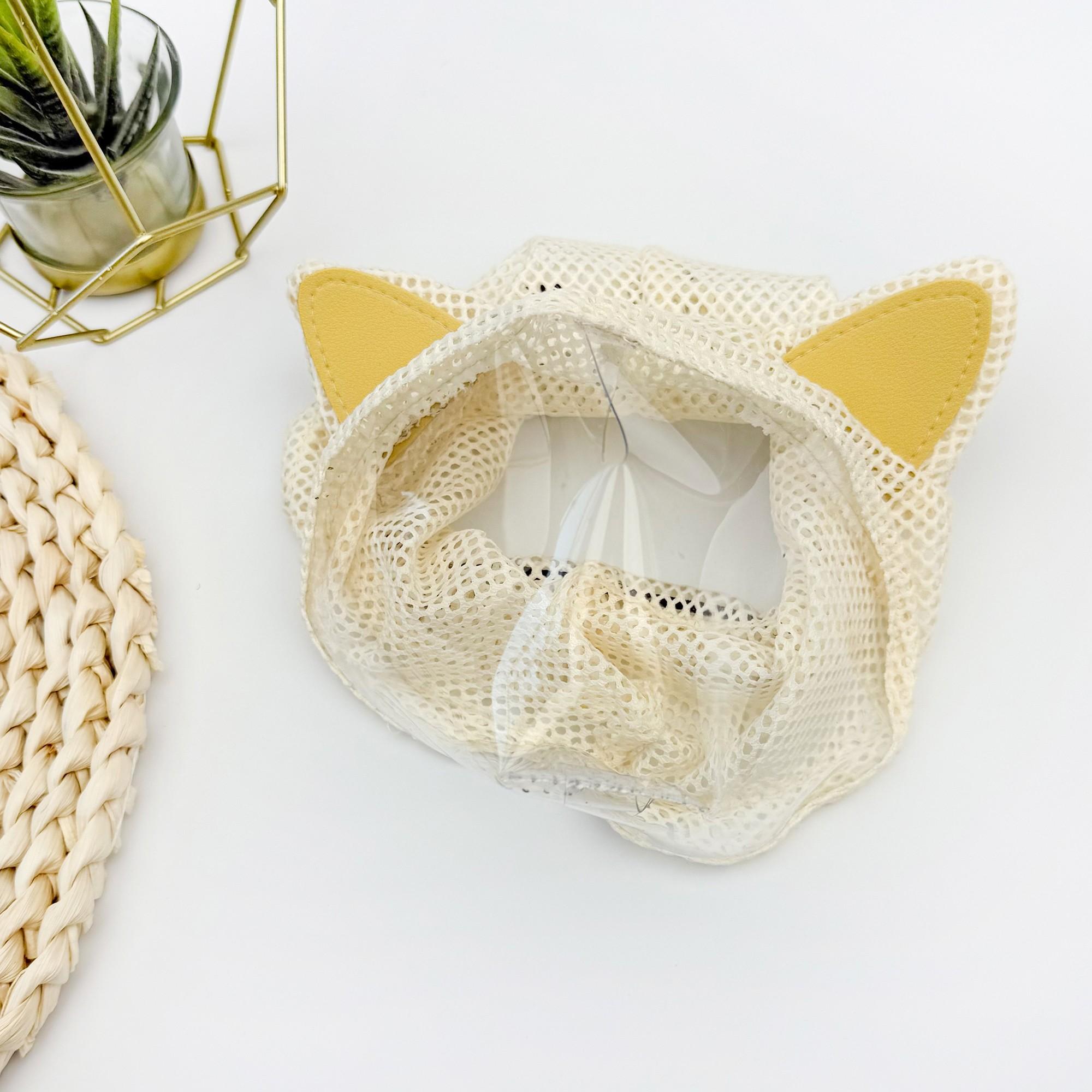 Pet Cat Mask Headband with Visible Window, Breathable Adjustable Material, Ideal for Bathing, Nail Trimming, and Pest Control