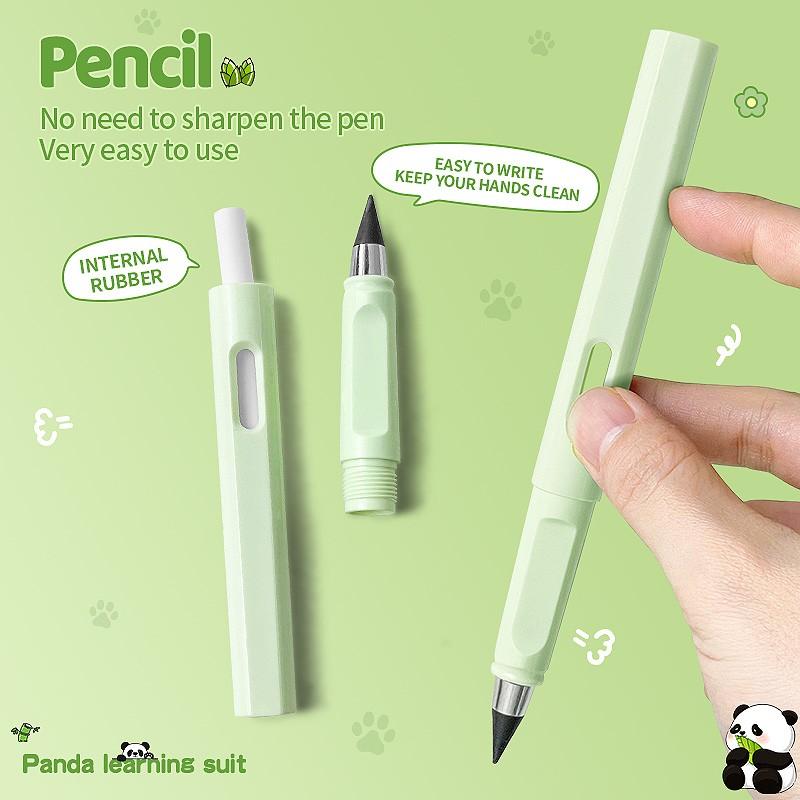 Panda Learning Stationery Set, 6-Piece Aesthetic School Supplies, Ballpoint Pens, Neutral Pens, Pencils, Correction Tape, Sticky Notes, Cute Panda Design