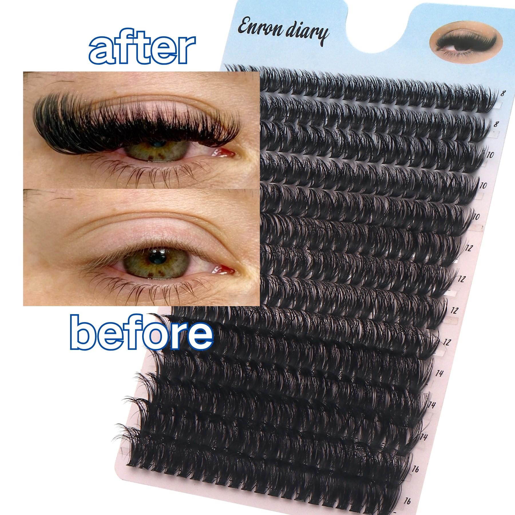 Dramatic DD Curl Cat Eye Cluster Lashes | 10-18mm Fluffy Lifted 3D Volume Individual Lashes, Easy Beginner DIY Long Lasting Reusable Eyelashes, Big 280Pcs Pack Daily & Party Makeup