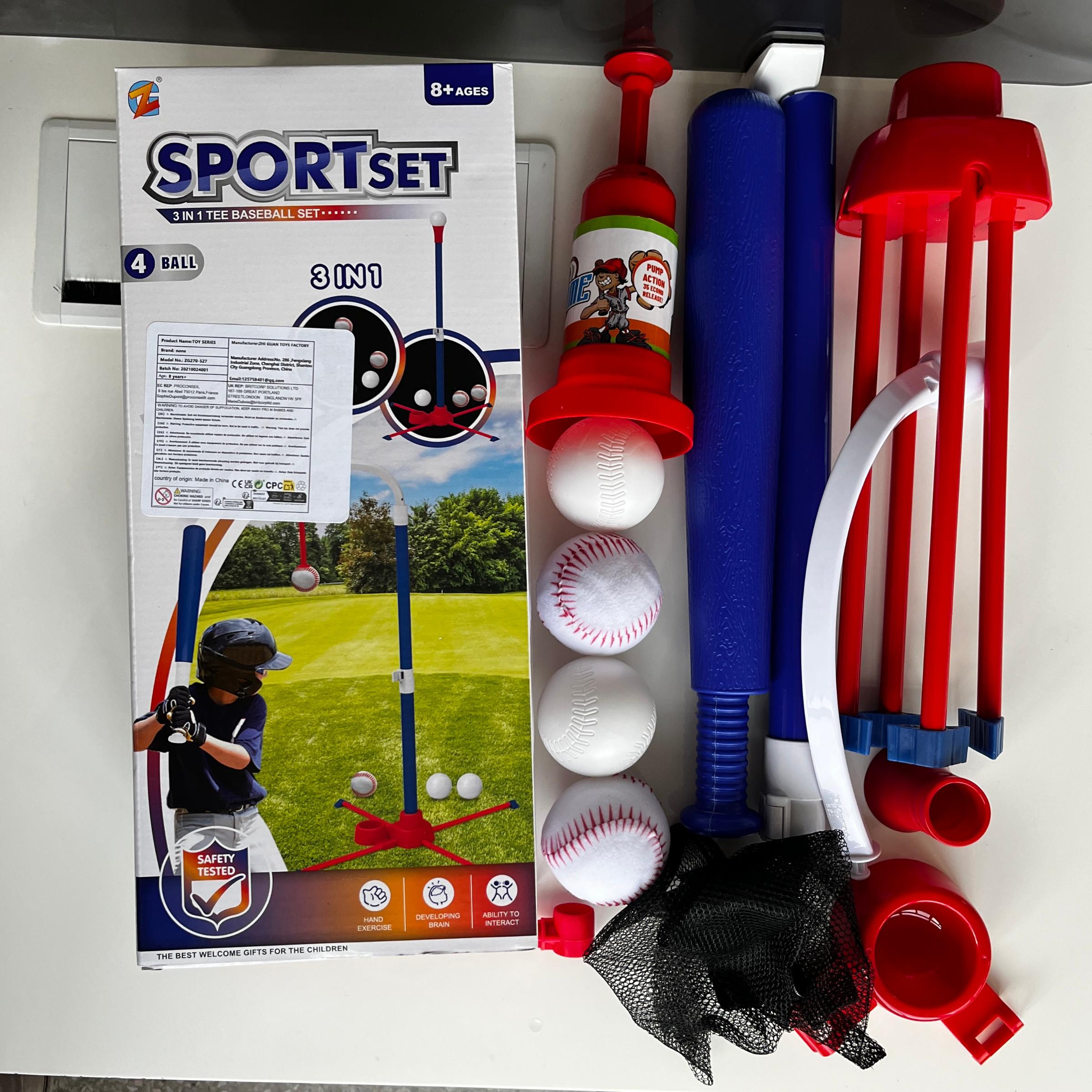 3-In-1 Baseball Set, Automatic Ball Launcher, Fun Batting Training, Hand-Eye Coordination, Family Interaction, Ages 8+, Indoor/outdoor