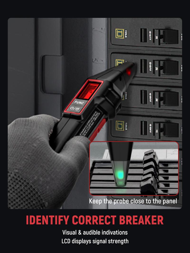 All-in-One AC Circuit Breaker Finder Kit– 2-Piece Alert LCD Display Voltage Tester Set with Breaker Finder & GFCl Outlet Tester, NCV Function, Flashlight, Portable Electrical Circuit Detector Tool for Home & Professional Use All-in-One AC Circuit Breaker Finder Kit– 2-Piece Alert LCD Display Voltage Tester Set with Breaker Finder & GFCl Outlet Tester, NCV Function, Flashlight, Portable Electrical Circuit Detector Tool for Home & Professional Use