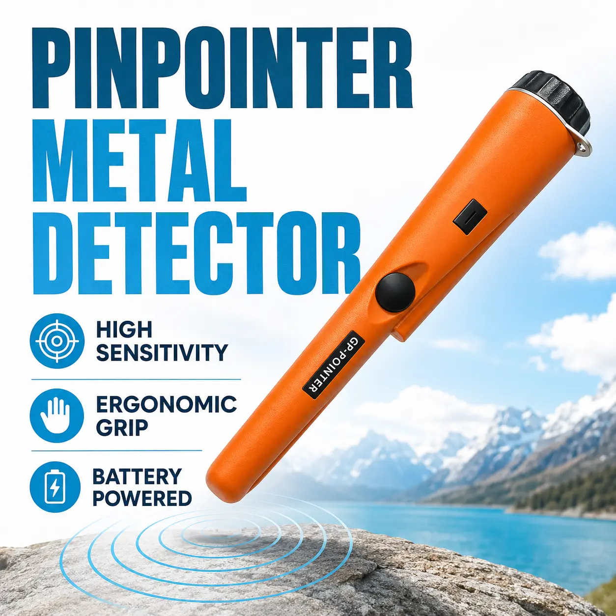 Portable Pinpointer Metal Detector, 360 °   Precision Detection Tool with Sound & Vibration Alerts, Ergonomic Handheld Design for Gold Prospecting, Coins, Relics and Treasure Hunting
