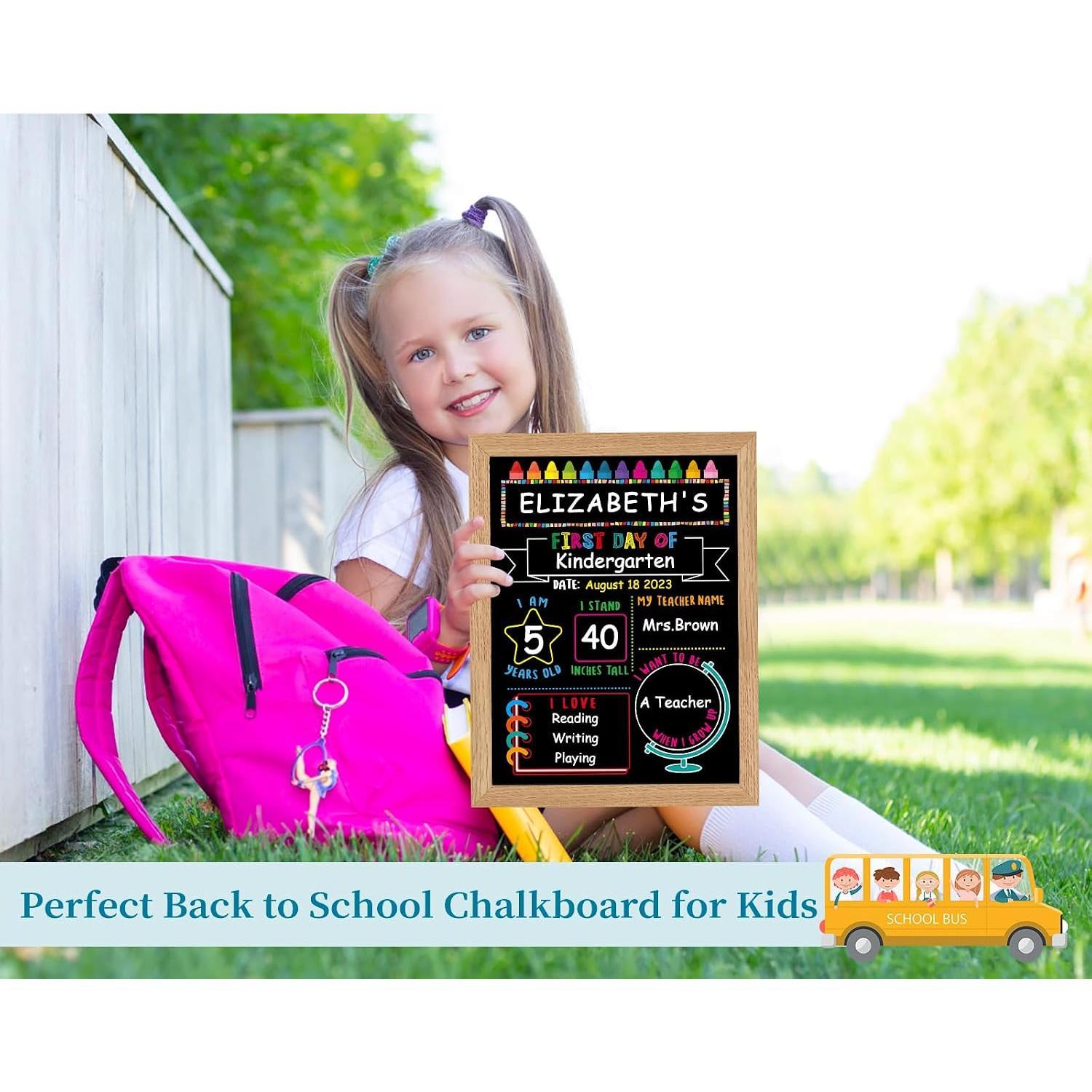 of School Sign Board - 10.3" X 13.2" Double Sided Wooden Frame  of School Chalkboard  -  to School Sign for