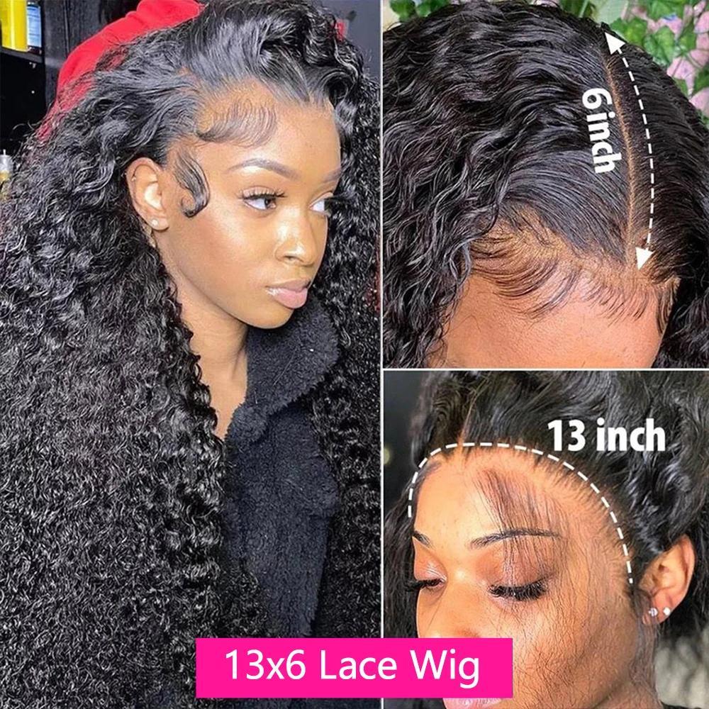 [26‘’ Deep Wave=$135] Tahikie 13x6 Deep Wave Curly Wigs Human Hair Pre Plucked Pre Cut HD Lace Wigs Ready And Go 7x6 Glueless With Drawstring One-Step 13x6 HD Frontal Lace Curly Wave/ Body Wave/ Kinky Curly / Water Wave Natural Hairline