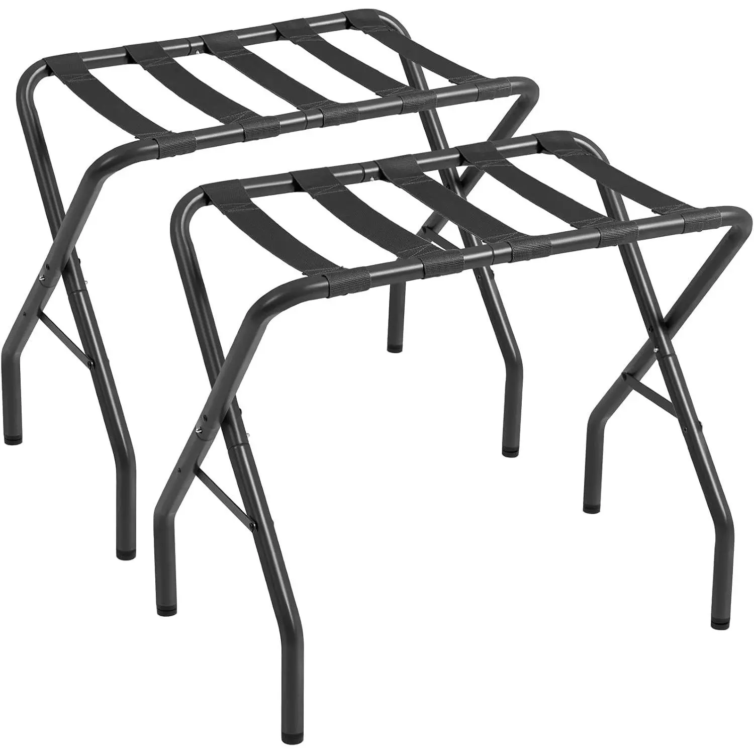 Luggage Rack, Foldable Suitcase Stands Set of 2 for Guest Room | Metal Luggage Holder for Bedroom, Hotel, Holds up to 110 lb, Easy Assemble, Black