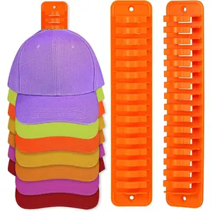 Hat Racks for Wall, Hat Holder for Baseball Caps, or Drilling Use Hat Display, Hat Organizer for Men Boys Bedroom Accessories, 2Pack Holds Up to 32 Caps, Orange