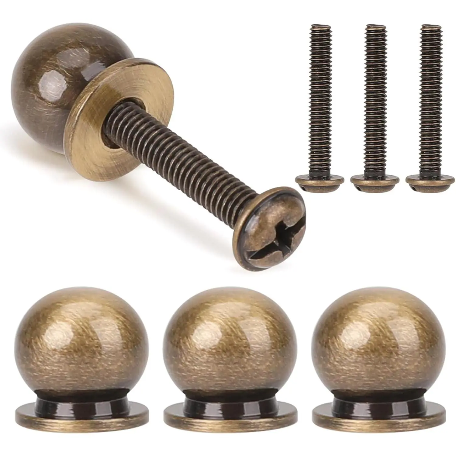 Round Solid Brass Cabinet Knobs, 4 count 1/2 Inch(12mm) Mini Round Solid Brass Knobs, Brass Pulls,  Box Drawer Pulls, Suitable for  Boxes(Bronze, Small)