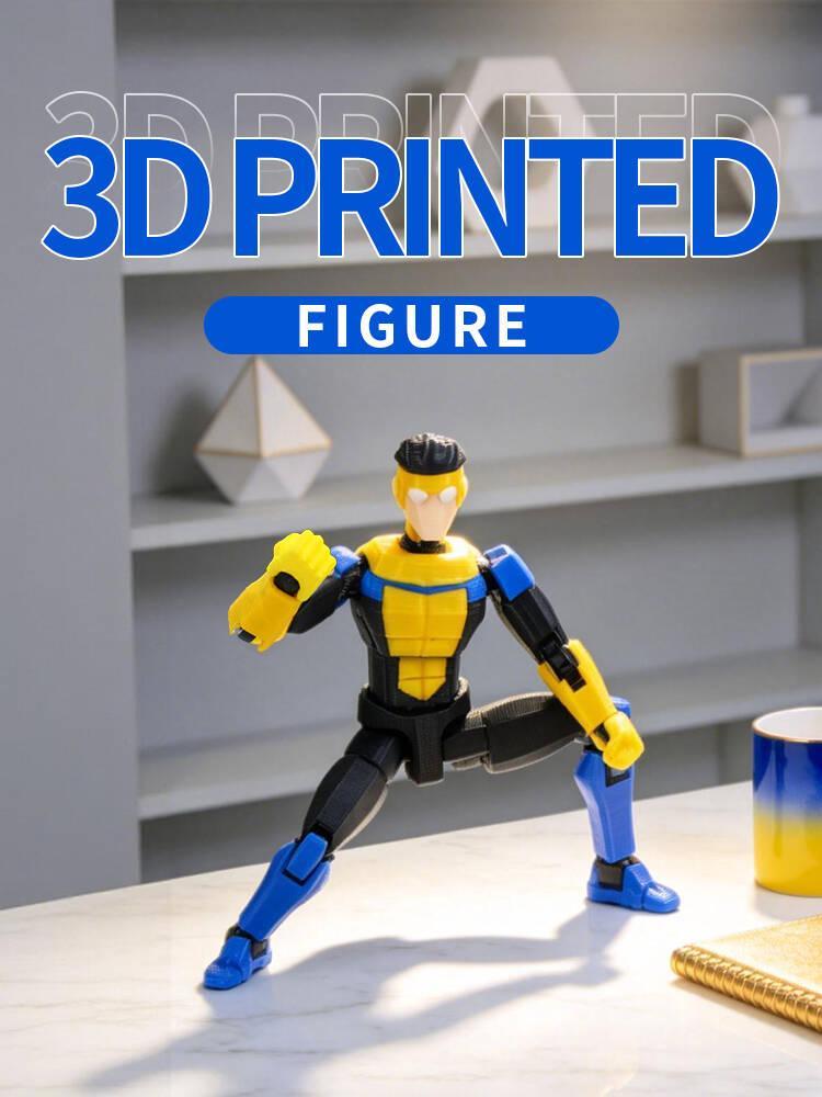 3D Printed Articulated Invincible Mark Action Figure Multi-Jointed Movable Model Collectible Toy Striped Design 13cm