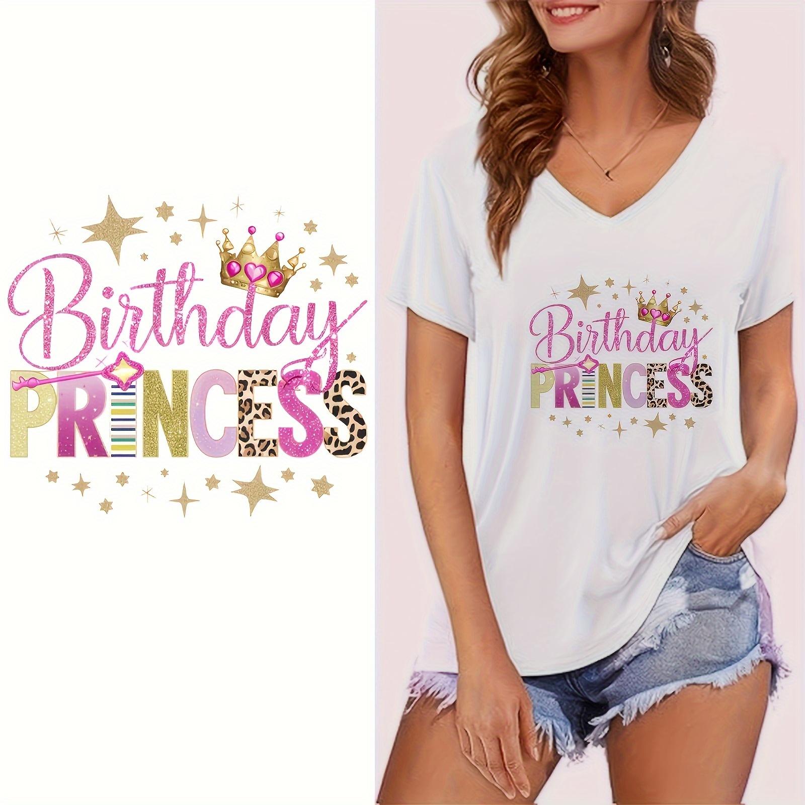 Birthday Queen Heat Transfer Vinyl Stickers Kit 6 Sheets Glitter Crown Design Easy to Apply Durable for T Shirts Jackets Jeans Crafts Decor