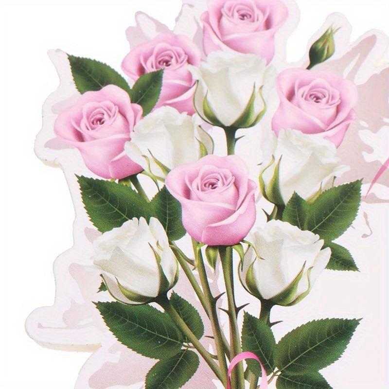 10 sets of Mother's Day cake decorations, pink heart-shaped flowers, rose decorations, paper cupcakes, desserts