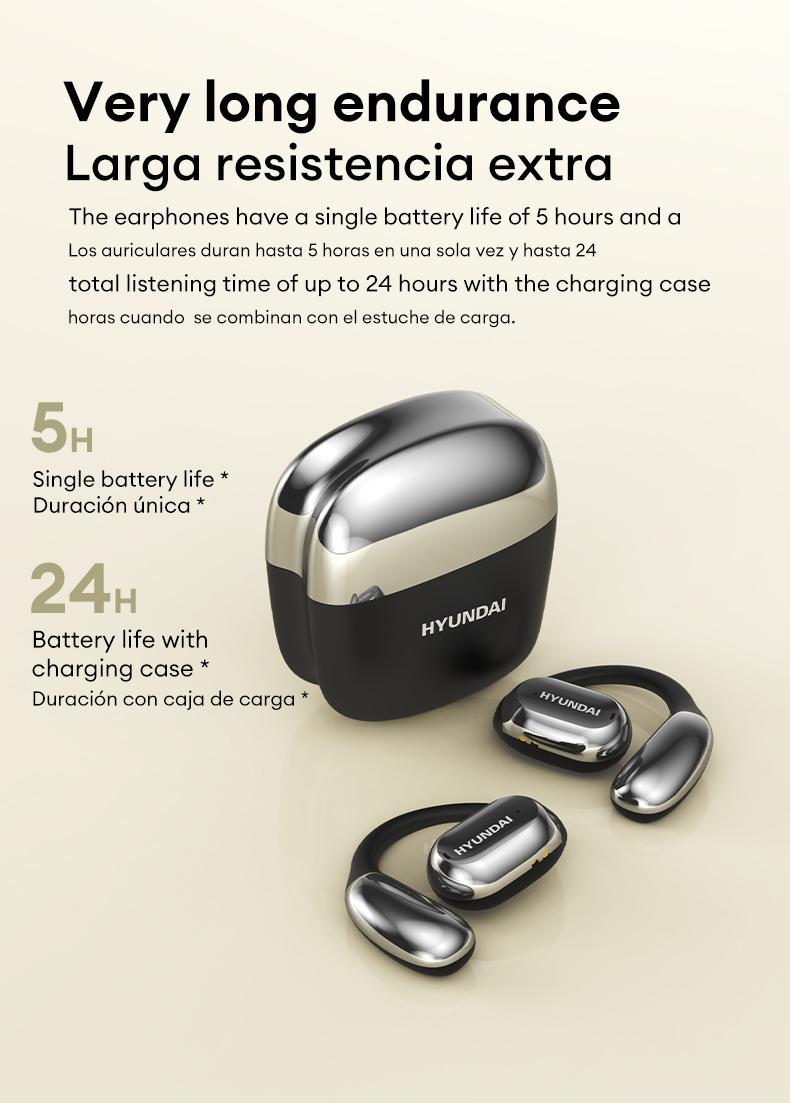 HYUNDAI Space-Y3PRO High-High-Fidelity Robust Bass Audio Headphones Ultra-Comfort Ergonomic Ear-Hanging Headsets Waterproof Sports Earbuds to Running Driving