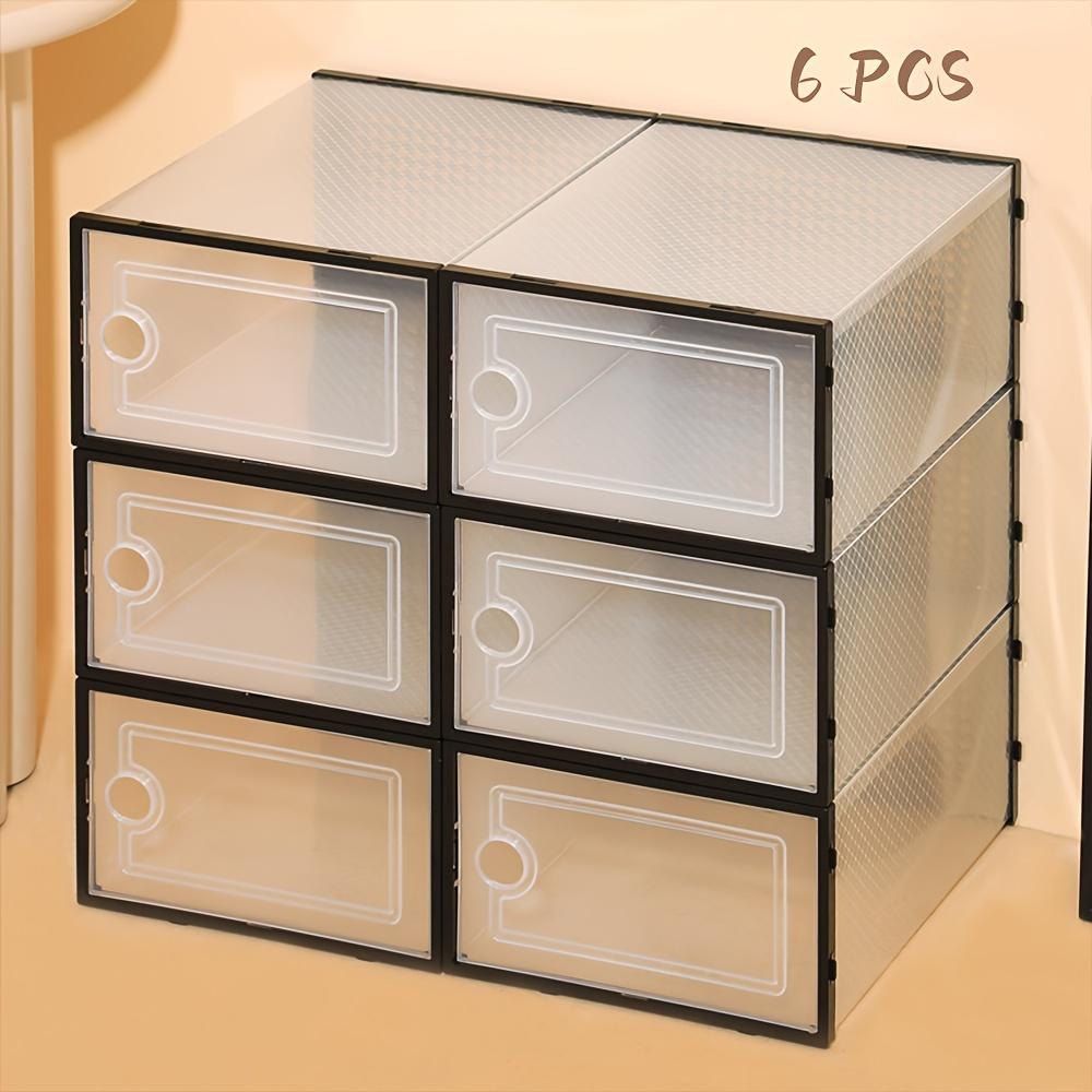 Shoe storage boxes, Shoe organizer, 6-piece sets, made of thick transparent material with lids, foldable and stackable containers allow for flexible arrangement, ideal for organizing sneakers and saving space in entryway
