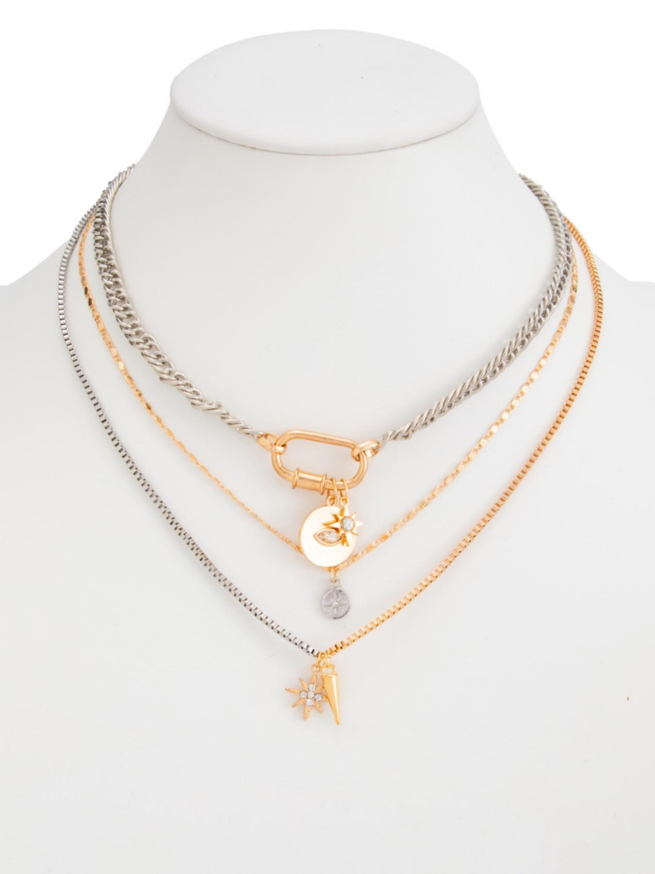 Elegant Multi-Layered Eye Pendant Necklace for Women, Fashionable Star Rivet Design, Alloy Material, All Seasons Jewelry Accessory, Charm Necklaces