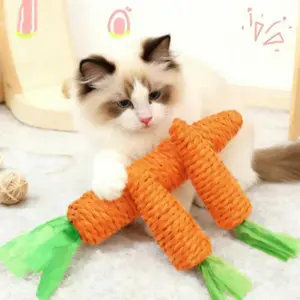 Squeaky Carrot Shaped Cat Teething Stick, Anti-Bite Scratch Resistant Cuddle Toy, Interactive Entertainment Pet Supplies for Cats