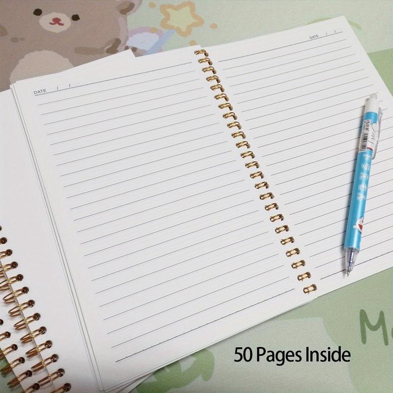 Pink 8 Ball Pattern Spiral Notebook, Spiral Notebook Journal, 1 Count Aesthetic Hardcover Notebook with 50 Pages, Office Stationery & Supplies for Student Teacher