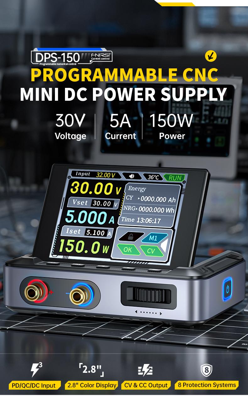 FNIRSI DPS-150 Laboratory DC Power Supply CNC Adjustable 30V 5A Digit Display Mini Portable Regulator Switching Power Supply
