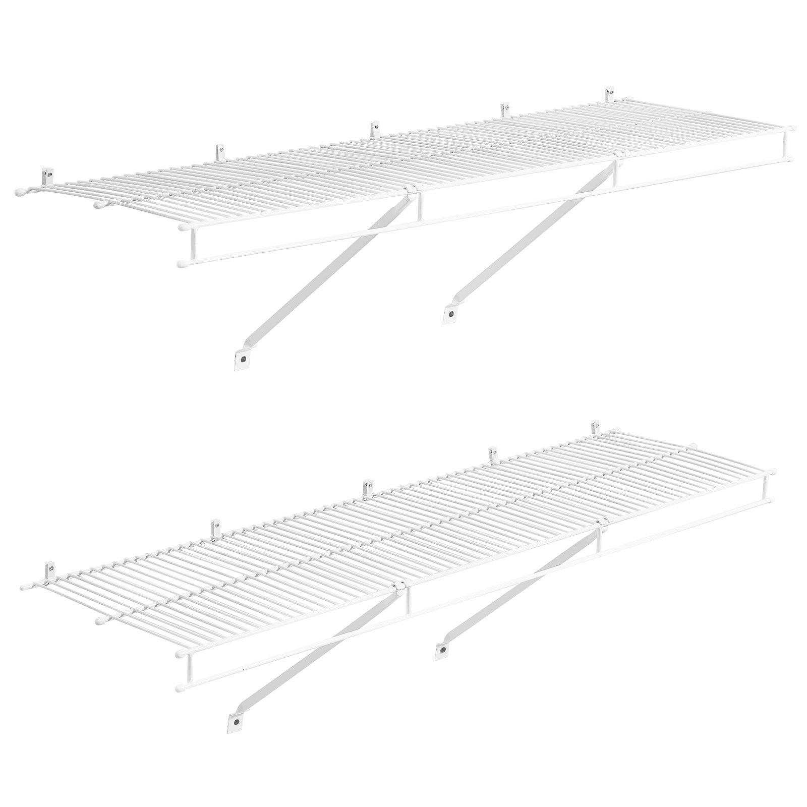 VEVOR Wire Shelf Kit, 4 ft, Set of 2, Wall Mounted Wire Shelves, Heavy-Duty Carbon Steel Hanging Shelf, Floating Wall Storage Shelves with Dip Coating, for Closet, Bedroom, Living Room, Office, Pantr