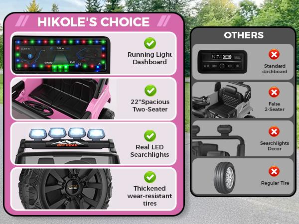 Hikole XL 24V 2-Seater Ride On Truck for Big Kids – 4WD Electric Car w/ Remote, Lights, Music & Storage,Christmas Gifts for Kids 2025