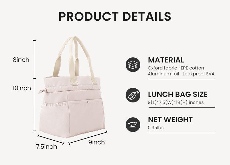 Lunch Bag Women Reusable Insulated Drawstring Lunch Bag Stain-Resistant 11L, Large Capacity Lunch box for Women Perfect for Office, Picnic,School