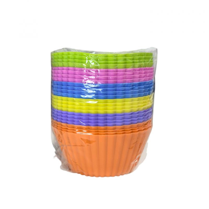 24Pcs,Premium Silicone Cupcake Backing Cups, 2.8 Inches Reusable Muffin Molds for Cakes Pastries 6 Rainbow Colors BPA Free Non Stick Food Grade