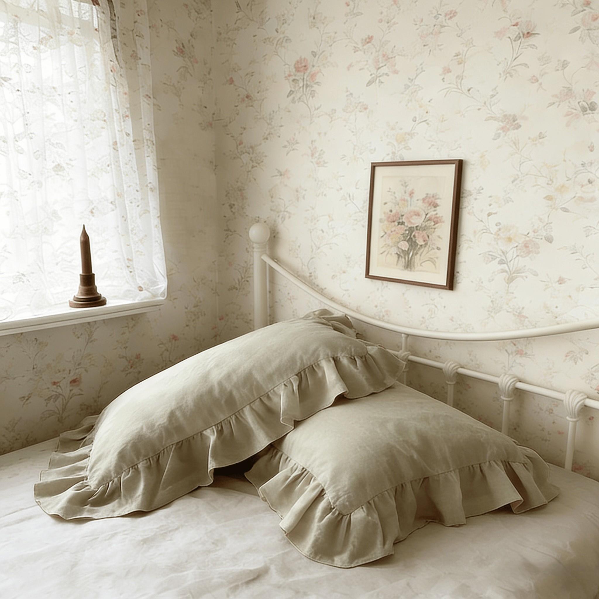 Premium Solid Color Ruffled Pillowcase Set, Soft Breathable, Benefits Hair Skin Sleep, Essential Home Bedding Item