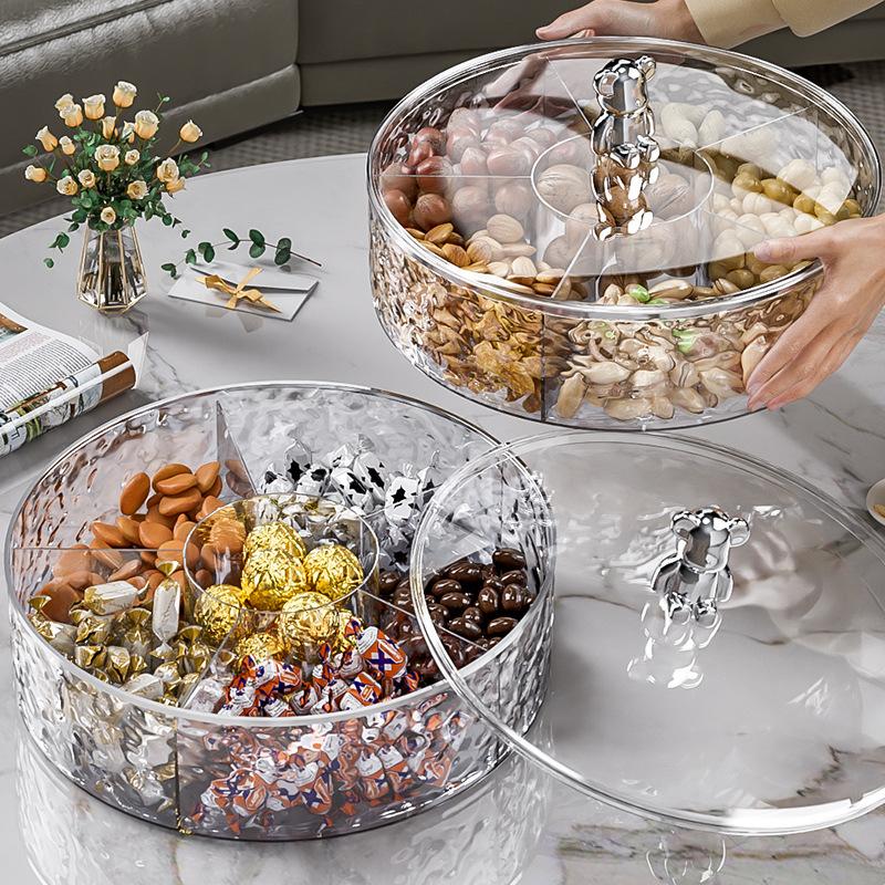 Sealed Divided Dried Fruit Tray, Light Luxury Snack Storage Box, Premium Fruit Plate for Home Coffee Table