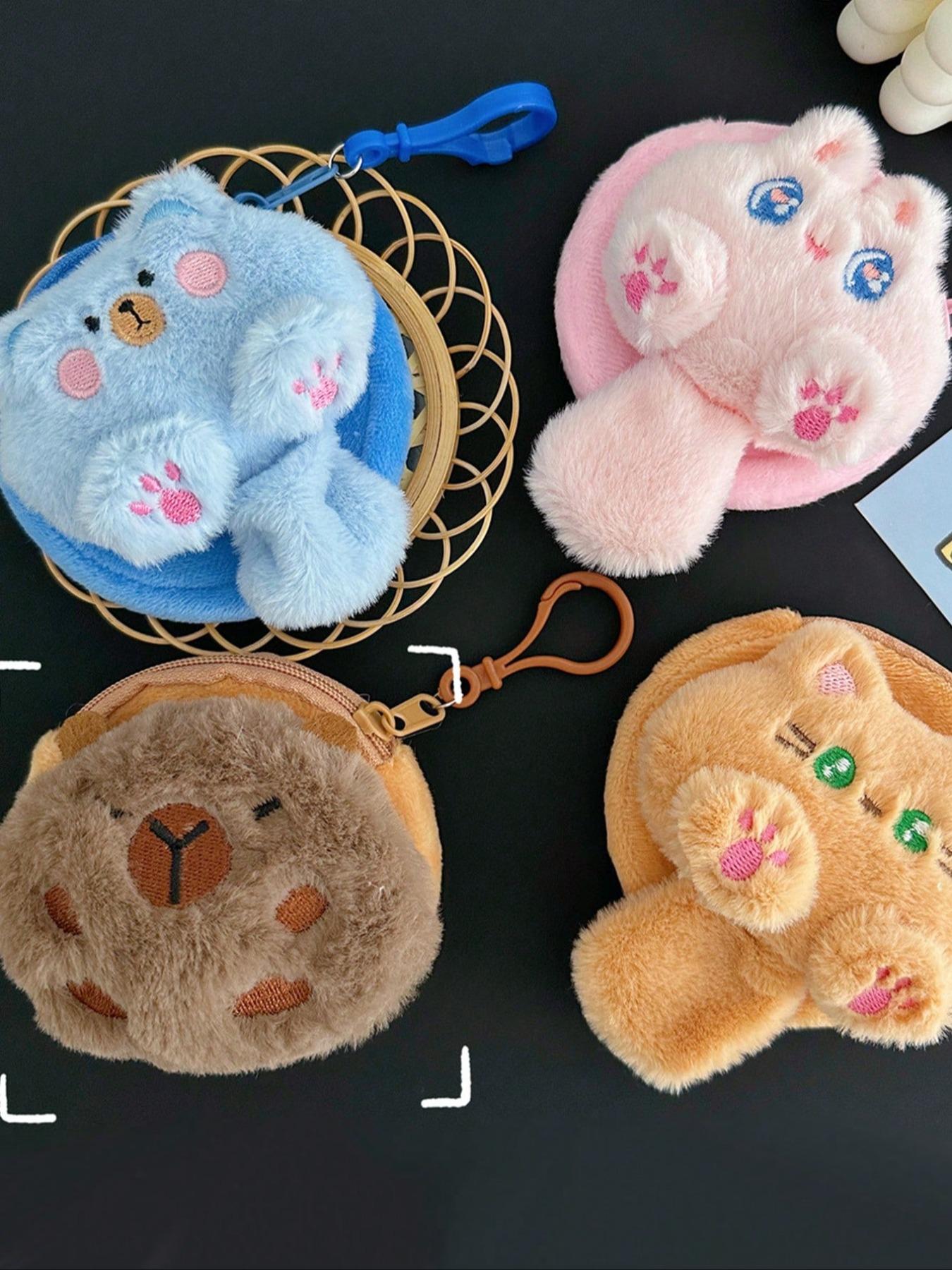 Cute mini plush coin purse, suitable for students, and can also be used as a portable earphone case or a plush backpack accessory. A plush coin purse perfect for storing earphones and lipstick, ideal as a holiday gift or a creative small gift.