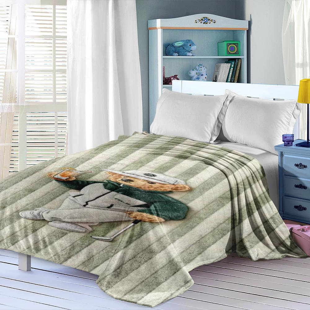 Trendy Cool Bear Pattern Blanket, Ultra-Soft Flannel Nap Blanket, Shawl Blanket, Small Cover Blanket, Lightweight Cozy Blanket, Perfect for Sofa Bed Office Travel