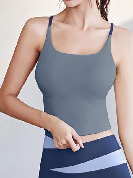 Sporty Women's Plain Criss Cross Sports Bra, Comfort and Durability Sports Crop Cami Top, Ladies Sportswear for Indoor Outdoor Wear, Gym Clothes