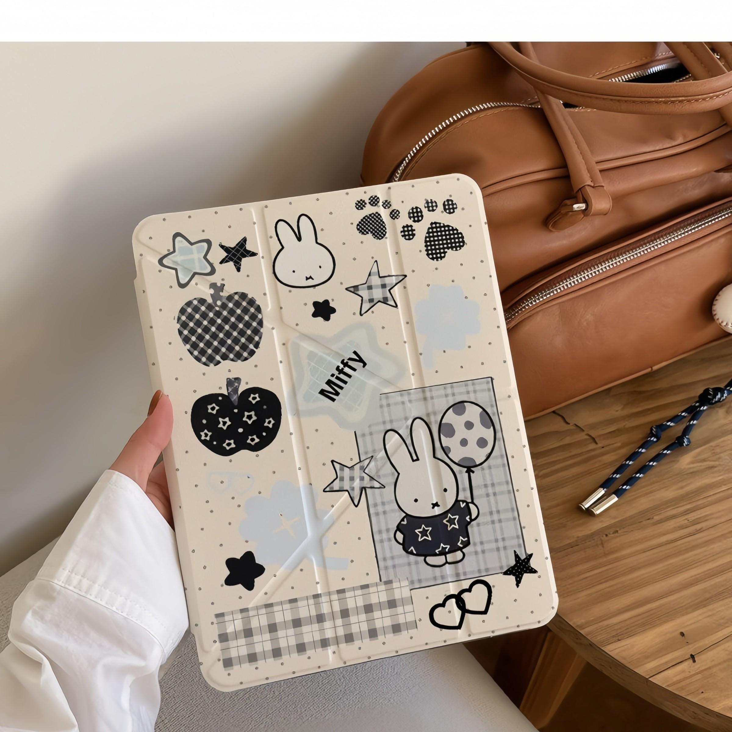 iPad Protective Case for 10.2 Inch, Air3/10.5, Pro 9.7, Transparent Anti-Drop, Foldable, Full Coverage, Pen Slot, Hard Shell, Style Design, iPad Covers, iPad Protective Casing, Tablet Accessories
